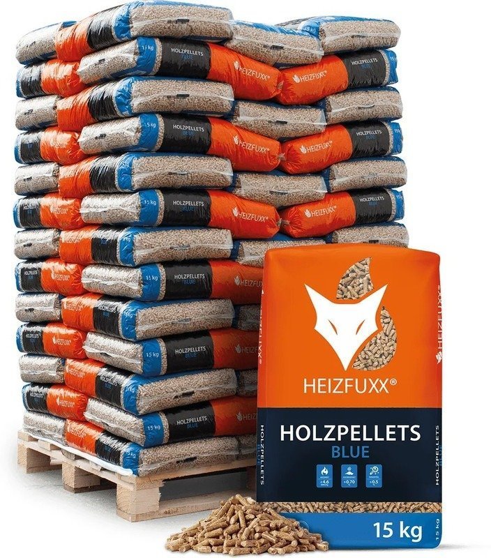 13a06ffb081cd60972c2f35bc453accd.jpg Heizfuxx Holzpellets „Blue“ – 975 kg (65 x 15 kg Säcke) – Bild 1
